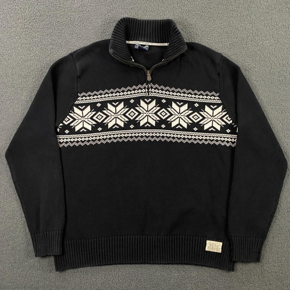 Polo Jeans Co Ralph Lauren Sweater Mens Large Fair Isle Nordic 1/4 Zip Vintage